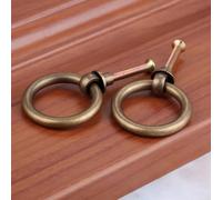 Aoleegatt 2 Pcs 20/25/30/35mm Vintage Jewelry Box Ring Knobs Furniture Cabinet Cupboard Wardrobe Door Pulls Handle Brass/Antique Bronze(35mm H)
