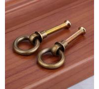 Aoleegatt 2 Pcs 20/25/30/35mm Vintage Jewelry Box Ring Knobs Furniture Cabinet Cupboard Wardrobe Door Pulls Handle Brass/Antique Bronze(20mm B)