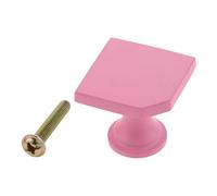 Aoleegatt 28mm Square Kitchen Cabinet Knobs w/Screw Zinc Alloy Furniture Knob for Kids Room Home Decor Cupboard Door Pulls Handle Hardware(Pink)