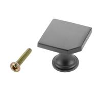 Aoleegatt 28mm Square Kitchen Cabinet Knobs w/Screw Zinc Alloy Furniture Knob for Kids Room Home Decor Cupboard Door Pulls Handle Hardware(Black)