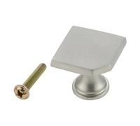 Aoleegatt 28mm Square Kitchen Cabinet Knobs w/Screw Zinc Alloy Furniture Knob for Kids Room Home Decor Cupboard Door Pulls Handle Hardware(Nickel Brushed)