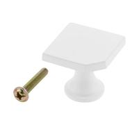 Aoleegatt 28mm Square Kitchen Cabinet Knobs w/Screw Zinc Alloy Furniture Knob for Kids Room Home Decor Cupboard Door Pulls Handle Hardware(White)