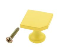 Aoleegatt 28mm Square Kitchen Cabinet Knobs w/Screw Zinc Alloy Furniture Knob for Kids Room Home Decor Cupboard Door Pulls Handle Hardware(Yellow)