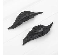 Aoleegatt 2Pcs 32MM Drawer Wardrobe Door Kitchen Handle Knob Novelty Leaves Furniture Handles Cabinet Knobs and Handles Hardware Black