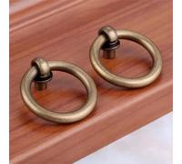 Aoleegatt 2Pcs Antique Drawer Cabinet Door Kitchen Pull Handle Knob Vintage Brass Jewelry Box Ring Knobs Furniture Hardware 20/25/30/35mm(35mm H)