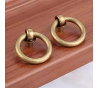 Aoleegatt 2Pcs Antique Drawer Cabinet Door Kitchen Pull Handle Knob Vintage Brass Jewelry Box Ring Knobs Furniture Hardware 20/25/30/35mm(30mm F)