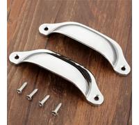 Aoleegatt 2PCS Chinese Retro Kitchen Drawer Cabinet Door Handle Furniture Knobs Hardware Cupboard Antique Shell Pull Handle 98MM(Silver)