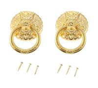 Aoleegatt 2Pcs Old Chinese Knobs Vintage Dragon Head Cabinet Door Pull Handle Dresser Drawer Knobs Ring Handle Furniture Hardware 32 * 47mm(Gold)