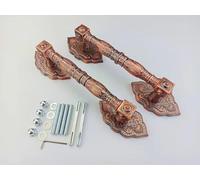 Aoleegatt 370mm Zinc Alloy Bronze Pulls Handle for Gate Villa Archaize Outdoor Wooden Door Sliding Glass Furniture Steel Door Handle(Red Bronze)