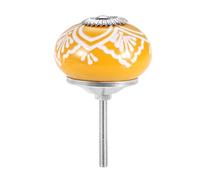 Aoleegatt 40mm Vintage Floral Prints Ceramic Handle Round Head European Knobs Door Handle Cupboard Drawer Kitchen Cabinet Handle Pull Knob(Yellow)
