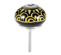 Aoleegatt 40mm Vintage Floral Prints Ceramic Handle Round Head European Knobs Door Handle Cupboard Drawer Kitchen Cabinet Handle Pull Knob(Black)