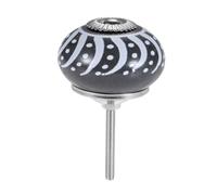 Aoleegatt 40mm Vintage Floral Prints Ceramic Handle Round Head European Knobs Door Handle Cupboard Drawer Kitchen Cabinet Handle Pull Knob(Grey)