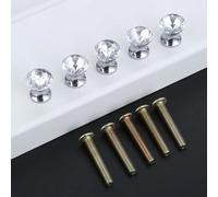 Aoleegatt 5 Pcs 12/16/18mm Clear Crystal Glass Jewelry Gift Box Drawer Knobs Furniture Hardware Cabinet Cupboard Dresser Door Pulls Handle(A 12mm)