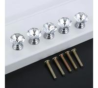 Aoleegatt 5 Pcs 12/16/18mm Clear Crystal Glass Jewelry Gift Box Drawer Knobs Furniture Hardware Cabinet Cupboard Dresser Door Pulls Handle(C 18mm)