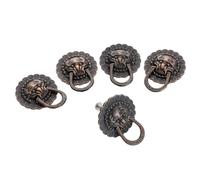 Aoleegatt 5Pcs 29 * 37mm Red Bronze Furniture Handles Lion Head Vintage Cabinet Knobs and Handles Cupboard Drawer Door Pull Ring Handle Knob