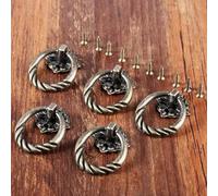 Aoleegatt 5Pcs Antique Bronze Furniture Door Handle Cabinet Knobs and Handles Cupboard Wardrobe Drawer Ring Pulls Handle 41 * 30mm/48 * 37mm(41x30mm)