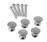 Aoleegatt 5Pcs Round Vintage Mini Jewelry Box Cabinet Knobs 12mmx11mm Kitchen Dresser Drawer Chest Cupboard Door Handle Pulls with Screws(Silver)