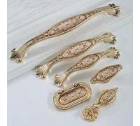 Aoleegatt Antique Ceramic Cabinet Handles Chinese Vintage Drawer Knobs Wardrobe Furniture Pulls European Cupboard Handle Hardware(6054-S-K Gold)