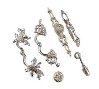 Aoleegatt Antique Silver Handle for Furniture Hardware Kitchen Cabinets Door Drawer Knob Wardrobe Cupboard Dresser Vintage Handle Pulls(Antique Silver 85mm)
