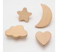 Aoleegatt Beautiful Heart Shape Furniture Handles Moon Drawer Wooden Knobs Star Cloud Children Decoration Cabinet Wood Pulls(Cloud)
