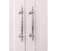 Aoleegatt Brass Cabinets Handle Chrome Plating Silver Door Wardrobe Drawer Knob Copper Kitchen Cabinet Pulls Furniture Hardware(Pitch-row-128mm)