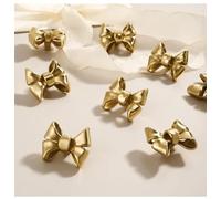 Aoleegatt Brass Furniture Handle Personalized Tie Design Gold Pulls Children's Room Wardrobe Bedroom Cabinet Dresser Single Hole Knob(Bow)