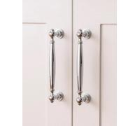 Aoleegatt Brass Furniture Handles Chrome Silver Kitchen Cabinet Pulls Solid Copper Wardrobe Dresser Drawer Knobs(Pitch-row-128mm)