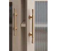 Aoleegatt Brass Furniture Handles Modern Simple Matt Brass Cupboard Wardrobe Door Shoe Box Drawer Cabinet Knobs Pulls(Pitch-Row-128mm)