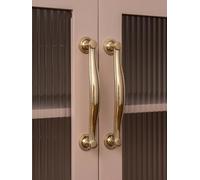 Aoleegatt Brass Kitchen Cabinet Pull PVD Bright Gold Bedroom Dressing Table Handle Wardrobe Drawer Knob Furniture Hardware(Pitch-row-128mm)