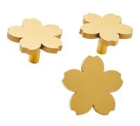 Aoleegatt Brass Sakura Furniture Knob Pastoral Gold Modern Simple Wardrobe Kitchen Cabinet Dresser Drawer Handle Single Hole(Cherry-Blossom)