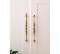 Aoleegatt Brushed Brass Kitchen Cabinet Handles Solid Copper Wardrobe Pulls Gold Furniture Handle Dresser Drawer Knobs(Pitch-row-192mm)