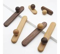 Aoleegatt Cabinet Handles Scandinavian Drawer Solid Wood Furniture Door Pulls Drawer Round Knobs Cabinet Wood Pulls Home Decoration(Walnut-C96mm)