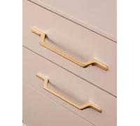 Aoleegatt Cabinet Pulls Shiny Gold Handles for Drawer Dresser Zinc Alloy Kitchen Cupboard Knobs Bathroom Furniture Hardware(Pitch-row-128mm)