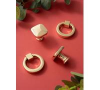 Aoleegatt Cabinet Pulls Shiny Gold Handles for Drawer Dresser Zinc Alloy Kitchen Cupboard Knobs Bathroom Furniture Hardware(Pull ring-41mm)