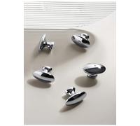 Aoleegatt Chrome Bright Silver Brass Furniture Handle Modern Simple Single Hole Handles Wardrobe Kitchen Cabinet Dresser Drawer Knob(Diameter-36mm)