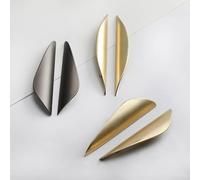 Aoleegatt Copper Gold Dresser Cabinet Handles Drawer Knobs Black Kitchen Handles Cupboard Door Pulls Half Moon Furniture Handles(Gray-Left)