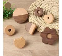 Aoleegatt Cute Cookie Wooden Children Room Natural Wooden Cabinet Drawer Wardrobe Knobs Door Pull Kitchen Handle Furniture Hook Hardware(Sweetheart-5cm)