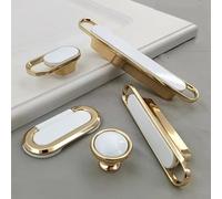 Aoleegatt European Style Gold Wardrobe Door Handle Nordic Drawer Cabinet Modern Minimalist Cabinet Door Handle Furniture Hardware(White-64mm)