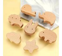 Aoleegatt Furniture Handle Door Pulls Drawers Wardrobe Knobs with Screws Wood Wall Hooks for Towels Coat Cute Animal Entryway Wall Hanger(Turtle-Beech)