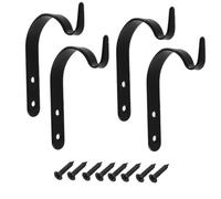 Aoleegatt Hardware 4 Sets of Metal J-Hook Lacquered Black 71mm Bag Painting Coat Hook(4pcs)
