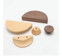 Aoleegatt Kitchen Cabinet Door Wood Knobs Pulls Wardrobe Shoe Cupboards Drawer Semicircle Pulls Dressing Table Wooden Furniture Handles(Beech-L200mm)