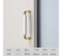 Aoleegatt Light Cabinet Door Handle Metal Color Matching Modern Minimalist Large Wardrobe Drawer Handle Drawer Double Hole Handle(7791-Gold White-96mm)
