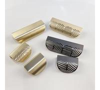 Aoleegatt Modern Simple Leaf Shaped Concealed Handle Hidden Pulls Wardrobe Cupboard Wine Cabinet Furniture Drawer Knobs(Gold-Small)