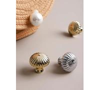 Aoleegatt Mushroom Shaped Furniture Brass Handles PVD Plating Bright Gold Silver Wardrobe Shoe Cabinet Kitchen Cabinet Dresser Small Knobs(Bright silver-32mm)