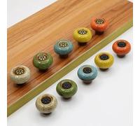 Aoleegatt Popular Ceramic Drawer Knobs Cute Small Round Dresser Wardrobe Door Pulls(Blackwhite)
