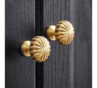 Aoleegatt Pumpkin Brass Furniture Handles Bright Gold Bright Silver Kitchen Cabinet Wardrobe Drawers Dresser Knobs(A1-25mm)