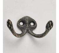 Aoleegatt Retro Alloy question Mark Light Iron Coat Bathroom Wall Single Black Double Hook(Antique Brass)