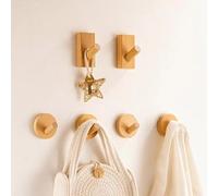 Aoleegatt Simple Wood Hook Hanging Hanger Punch Free Wall Wooden Hooks Bedroom Coat Storage Rack Home Towel Key Decoration Hook(Beech)