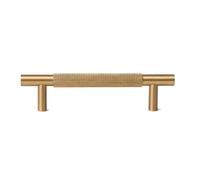 Aoleegatt Solid Brushed Brass Handle Cross Knurled Kitchen Cabinet Pulls Wardrobe Drawer Knob Furniture Hardware Accessories(Pitch-row-128mm)