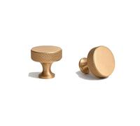 Aoleegatt Solid Brushed Brass Handle Cross Knurled Kitchen Cabinet Pulls Wardrobe Drawer Knob Furniture Hardware Accessories(Knob-30mm)